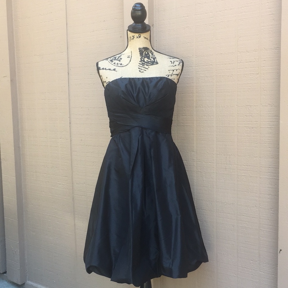 Sz 8 Donna Rico Black Strapless Taffeta Dress